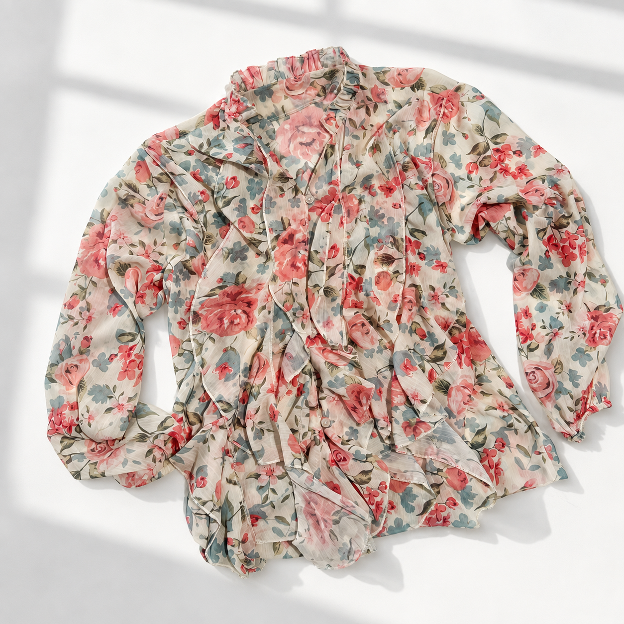Button-down chiffon blouse