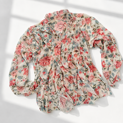 Button-down chiffon blouse