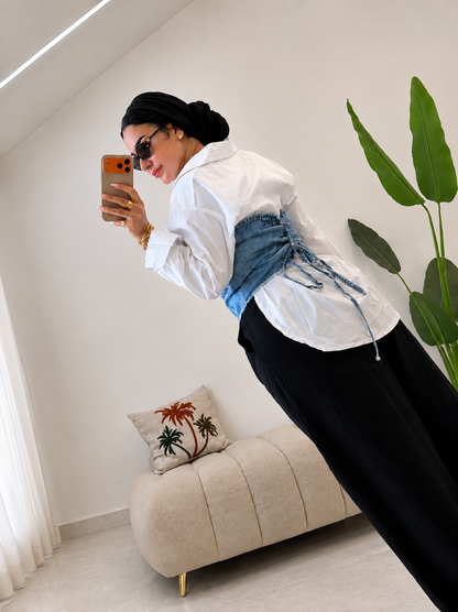 Denim corset top